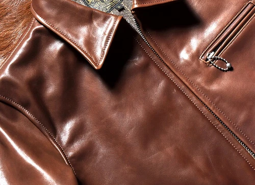 Chaqueta de motociclista retro informal americana estilo vintage de cuero de caballo encerado para hombre - Imagen 5 de 15