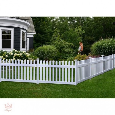 Portable Dog Fence Outdoor Pet White Vinyl Gate No Dig Corner Semi