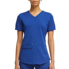 Scrubstar Women's Ultimate Stretch Twill Criss Cross V-Neck Scrub Top Blue XS