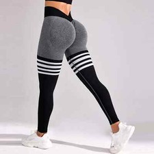 Women's V Back Fitness Leggings Scrunch Butt Lifting Low V Cut Workout GYM Pants