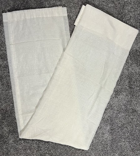 Pannello tenda trasparente tessuto voile cotone vintage floccato sensazione 60”x 66” usato - Foto 6 di 9