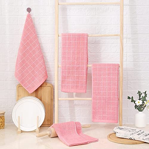 100% Cotton Terry Kitchen Towels(13 x 28 inches), Pink 13 x 28 - 6 Pack - Foto 6 di 6