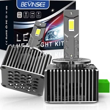 BEVINSEE D3S D3R LED Headlight Bulbs Conversion Kit High Low Beam 6000K 7000Lm