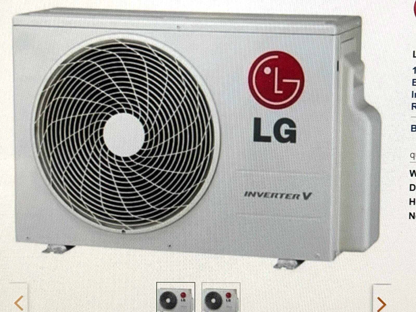 LG LSU090HSV5 9,000 BTU Ductless Single Zone A/C Inverter & Heat Pump (Outdoor)