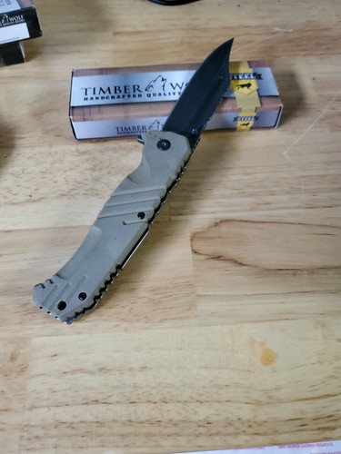TIMBER WOLF HAVOC STONEWASH ASSISTED OPENING FOLDING POCKET KNIFE TAN - Picture 2 of 3