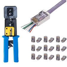 Cat6 RJ45 Shielded EZ Modular Plug Connector WITH Crimp Tool End Pass Through