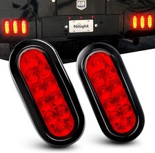 Oval Red LED Tail 2PCS, Waterproof , Brake Turn Trailer Lights for RV Truck Jeep