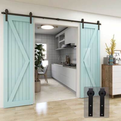 Sliding Barn Door Hardware Kit 4'-20' Track System for Single/Double Wood Doors