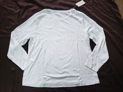 A New Day Plus SzWomens Long Sleeve Tee, White Ribbed 2X, 3X, NWT, SHIPS FREE