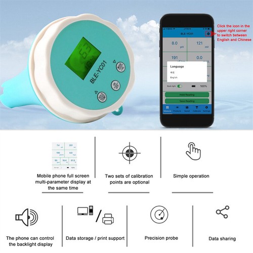 New Floating Monitor - Bluetooth Smart Meter Tester for Pools PH/EC/TDS/ORP - Picture 4 of 6