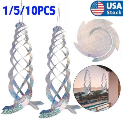 1/5/10X- Scare Birds Away - Hanging Spiral Bird Deterrent - Bird Scare Repellent