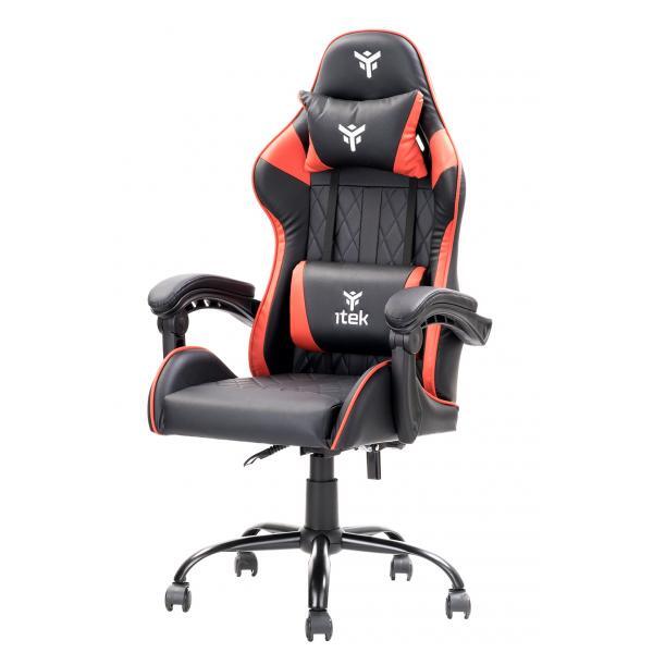 itek Gaming Chair RHOMBUS PF10- PVC, Doppio Cuscino, Schienale Reclinabile, Nero