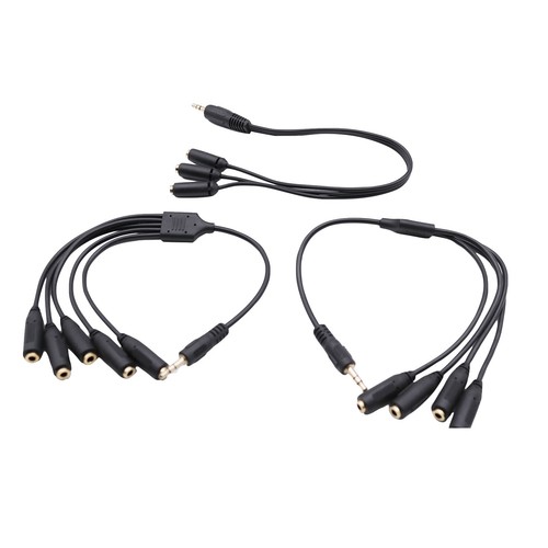 3.5mm TRS 3-Pole Male to 3 /4/5 Way Female Splitter Audio Earphone Headset Cable - Afbeelding 1 van 16