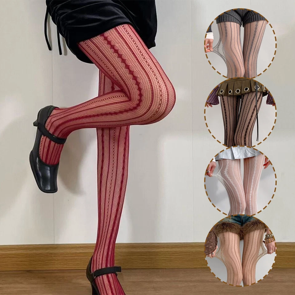 Mujeres Sexy Rejilla Transparente Sexy Medias Cintura Alta Medias Malla Nylon Pantimedias ↕ Foto 4 de 4