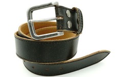 Black Distressed 1-1/2" Genuine Leather belt Snap On Belt Strap with Buckle