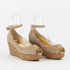 Damen Jimmy Choo Gebrauchte Keilpumps Korkoptik Peep Toes Schuhe 841769