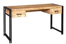 Vintage Style Industrial Up-cycled Solid Wood & Metal 2 Drawers Computer Table
