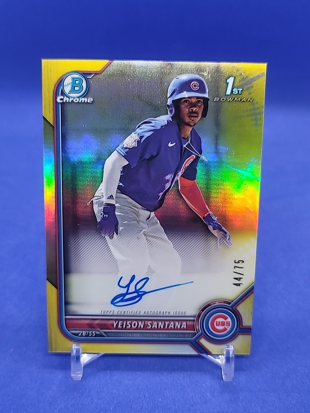 2022 Bowman Chrome🔥Yeison Santana🔥1st Auto Yellow Refractor /75