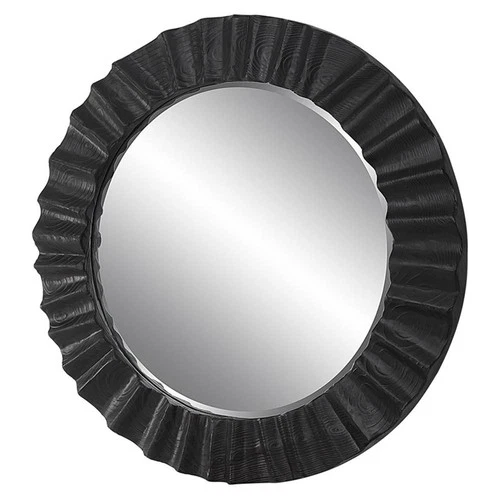 Uttermost Caribou Round Farmhouse Fir Wood Mirror in Woodtone/Dark Espresso - Picture 2 of 7