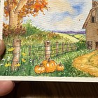 Donna Hawk 4 x 6 in Original Watercolor Barn & Pumpkins Signed Unframed OOAK — photo 3