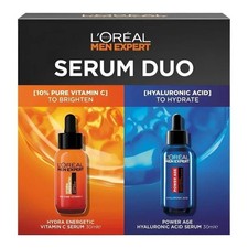 L'OREAL MEN EXPERT Serum Duo Set Brighten & Hydrate New - Boxed - Free Postage