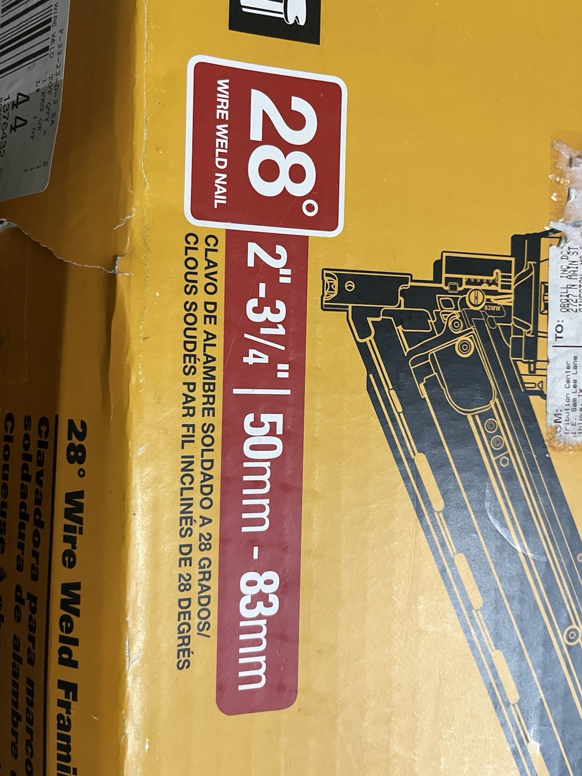 BOSTITCH BTF83WW 3.25" 28-Degree Pneumatic Top Load Wire Weld Framing Nailer