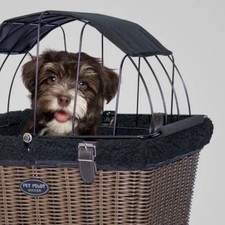 Pet Pilot MAX Wicker Dog Bicycle Front Basket Carrier for Small Dogs