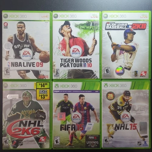 Xbox 360 Lot of 6 Sports Games - NBA, MLB 2K, NHL, FIFA, PGA Tour Bundle