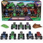 Monster Jam Grave Digger 40th Anniversary 8-Pack 1:64 Monster Trucks + Extras!