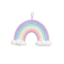 Rainbow Decor Wall Hanging Decor Handmade Macrame Cloud with Ball for Colorful