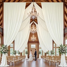 2 PCS 10x16 FT Ivory Backdrop Curtain Wrinkle Free Photo Drapes Decor Stage