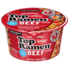 (6 pack) Nissin Foods Top Ramen The Original Ramen Noodle Soup, Beef Flavor, 3.2