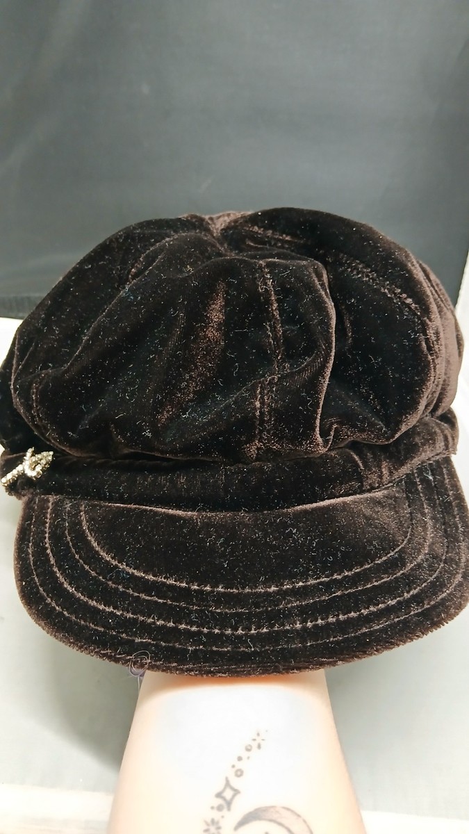 Betmar New York Women Newsboy Hat Sz M Brown Solid Velvet  display picture 1