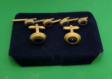 Vintage Gold Toned Walter E. Hayward Sterling Cufflinks And Stud Set
