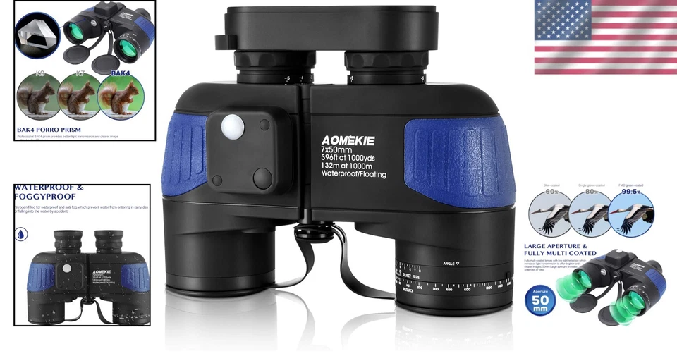 7X Magnification Marine Binoculars with 50mm Lens - Ideal for Navigating Waters - Image 2 of 4