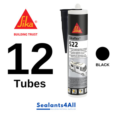 12 x Sikaflex 522 selbstklebender Dichtstoff, schwarz, 02/26 Ablaufdatum, brandneu