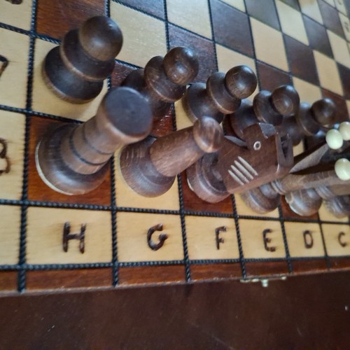 Wooden Chess Set Checkerboard Clutch Purse 11"x6"x2" Hancarved MCM - Picture 11 of 14