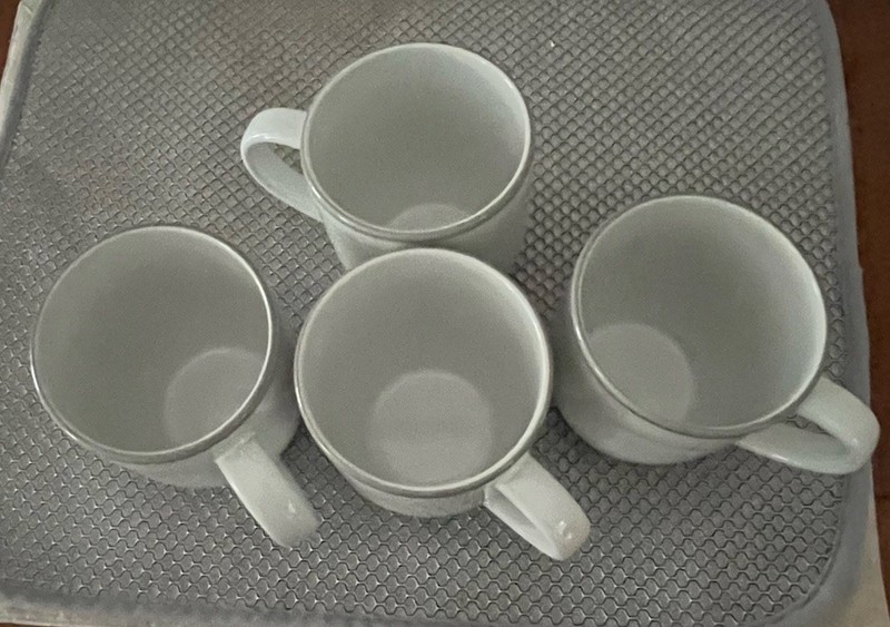 Ellen Degeneres Royal Doulton Soft White brushed grey glaze soft 4 Mugs