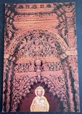 vtg postcard art Trianta Wood carved iconostasis Church of Virgin Greece 1975