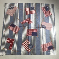 Vintage Echo Cotton Square Scarf / Bandana w/ US Flags Pattern & Light Striped