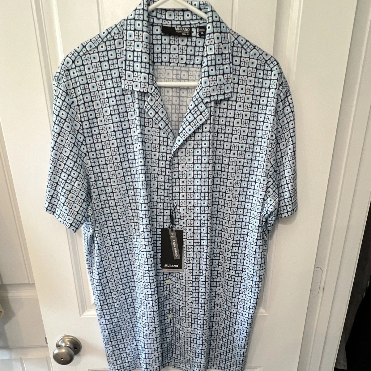 murano liquid luxury dress shirts Men's Murano Liquid Luxury Shirt Medium M Paisley Black NWT