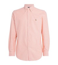 Ralph Lauren Yarmouth Peach White Stripe Cotton Long Sleeve Shirt Men's 15.5/32