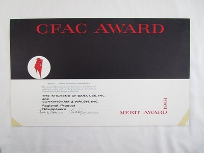 1961 Kitchens Of Sara Lee, Inc. Cunningham & Welsh Inc. CFAC Merit Award