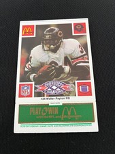 SUPER BOWL XX CHICAGO BEARS WALTER PAYTON GREEN MCDONALDS  1986 FOOTBALL CARD