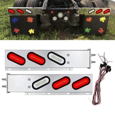 Stainless Mud Flap Hanger Spring Loaded 2-1/2" spacing w/Red Oval LED Lights 