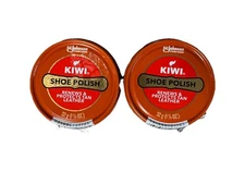 2x Kiwi Shoe Polish Tan Quick Shoe Polish Shine Wax Paste 32 g Each Tin