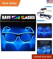 Vibrant Blue EL Wire Sunglasses - Must-Have for Parties Nighttime Celebrations