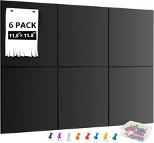 Large Cork Board for Wall 36”x 24” Black Bulletin Felt Tiles 6 Pack Boards