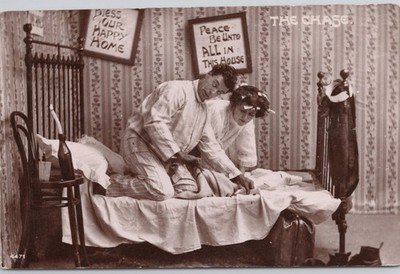 Postcard Image 1896 French Silent Film (A Terrible Night) Chasing a Spider M-13m