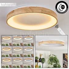 Dimmbare Decken Lampe LED Ess Wohn Schlaf Zimmer Leuchte Fernbedienung Holz rund